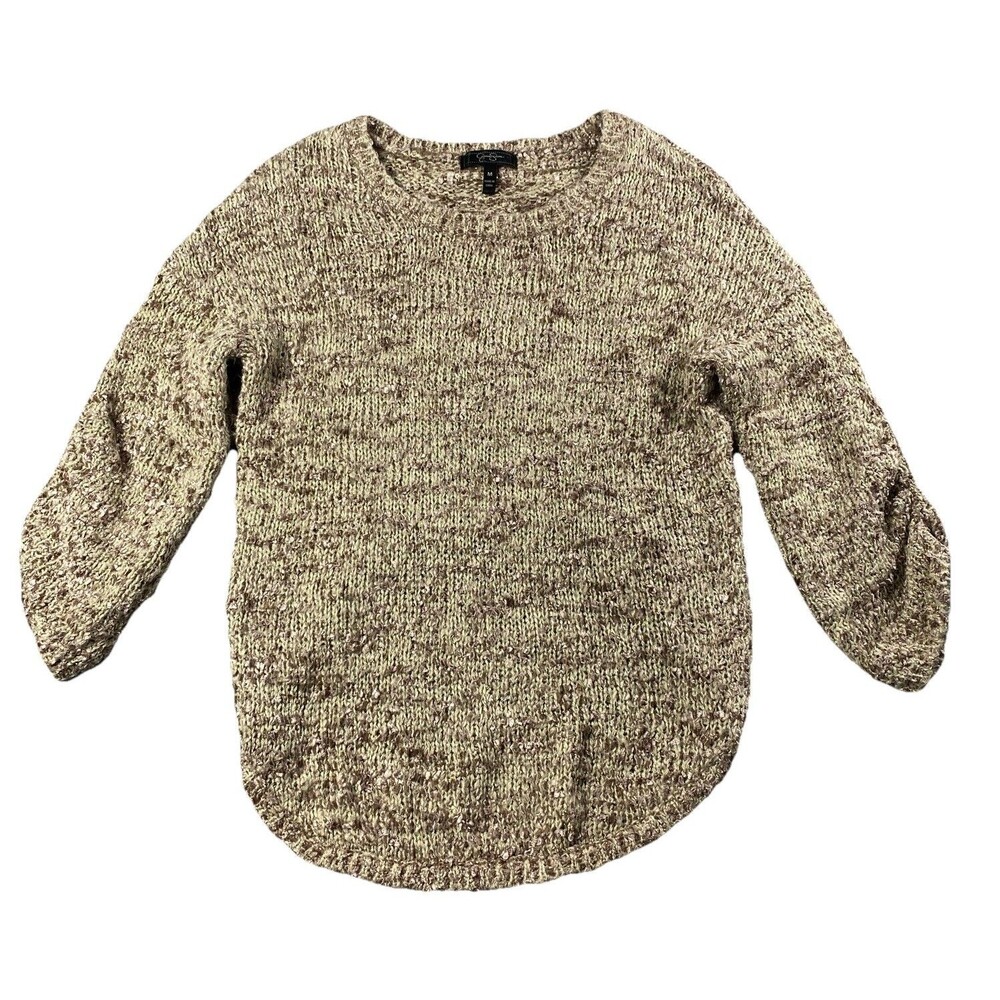 jessica simpson Metallic Sweater Size M 3/4 Sleeves